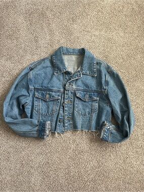 Brandy Melville Light Blue Cropped Denim Jacket